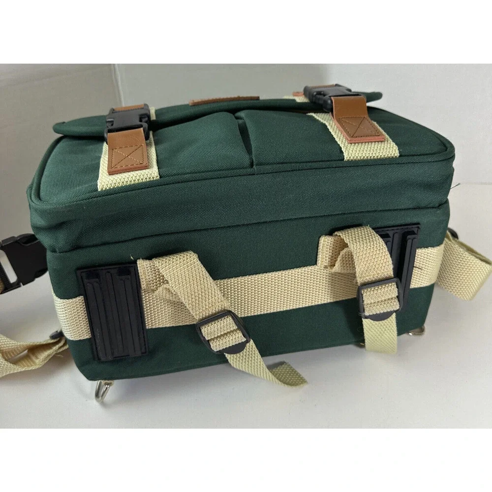 Retro Canon Camera Bag Organizer Green Pockets Shoulder Strap DSLR Carry Case - Picture 9 of 15
